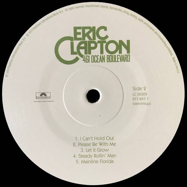 Eric Clapton 461 Ocean Boulevard [lp label b eu]
